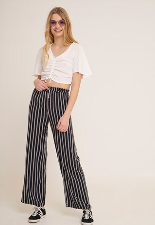 SUBDUED PINSTRIPE PALAZZO TROUSERS