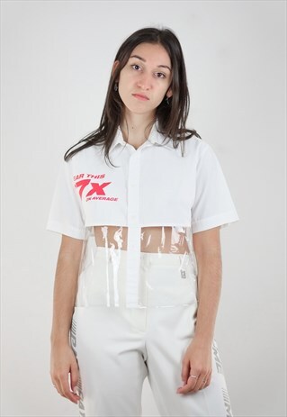 VINTAGE REWORKED 7X RED REFLECTIVE PANEL SHIRT
