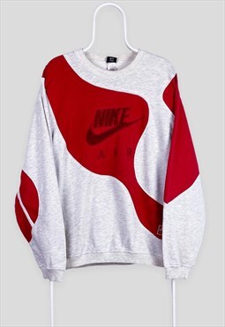 Vintage Reworked Nike Sweatshirt Spell Out Grey Red XL