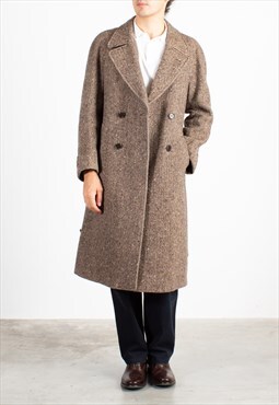 Men's Formula 3 Brown Herringbone Double Breasted Coat