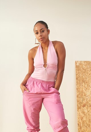 VINTAGE 00S Y2K BACKLESS STRAPLESS TOP WITH FRONT JEWLERY