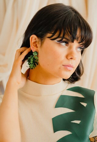 ACRYLIC MONSTERA LEAF EARRINGS