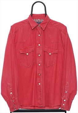 Vintage Basic System Red Western Shirt Womens