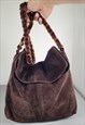 Chanel Vintage Brown leather slouchy bag with tortoiseshell 