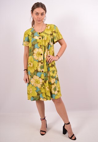 VINTAGE SUNDRESS FLORAL GREEN