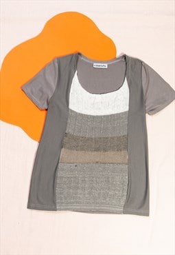 Vintage Tee Y2K Deadstock Knitted Fairycore Top in Grey