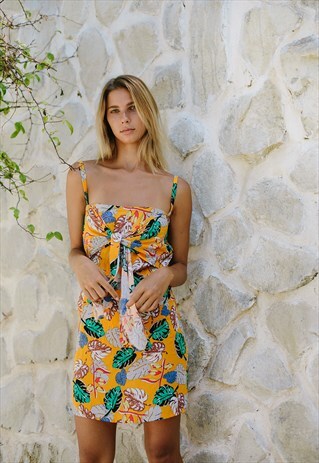 TROPICAL LEAF PRINT DRESS