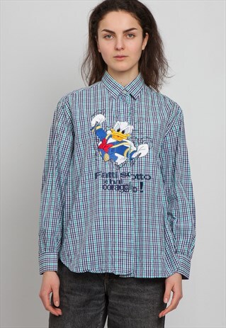 VINTAGE BLUE EMMANUEL SCHVILI LONG SLEEVE CHECKERED SHIRT