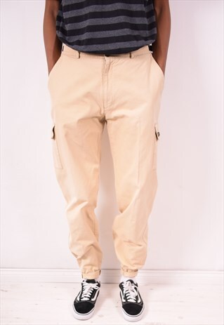 NAPAPIJRI MENS VINTAGE CARGO TROUSERS W33 L35 BEIGE 90S