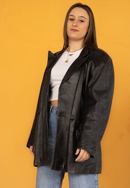 Vintage Leather Jacket Macorium in Black M