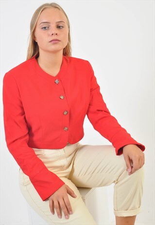 VINTAGE CROP JACKET IN RED