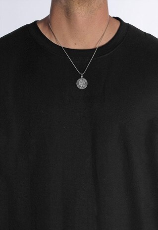 20" ROMAN GOD PENNY COIN PENDANT NECKLACE CHAIN - SILVER
