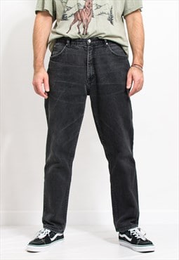 Vintage black jeans high waist men