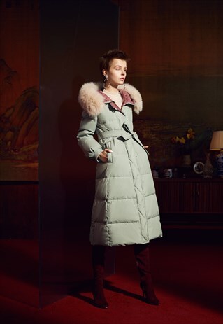 HOODED PARKA COAT, LIGHT GREEN
