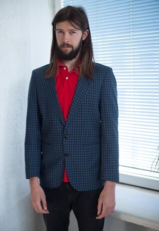 VINTAGE 80'S BLUE/GREEN PATTERNED JACKET