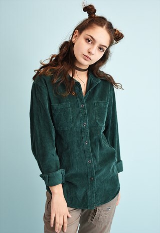 90'S RETRO MINIMALIST CORDUROY SHIRT TOP