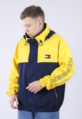 VINTAGE MENS TOMMY BIG SLEEVE LOGO WINDBREAKER JACKET