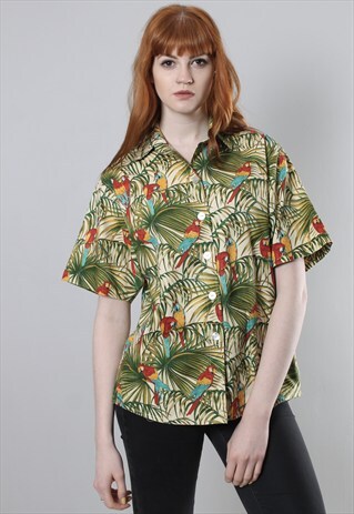 VINTAGE 90S HAWAIIAN PATTERNED SHIRT TOP