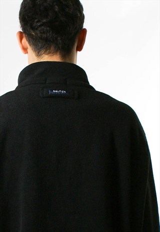 NAUTICA 1/4 ZIP FLEECE SWEATSHIRT, SWEATER BLACK