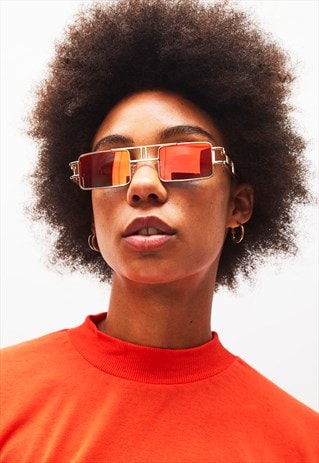 KAISER - SQUARE 90'S ORANGE MIRROR LENS SUNGLASSES