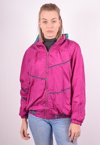 WOMENS VINTAGE TRACKSUIT TOP JACKET XL PINK 90S