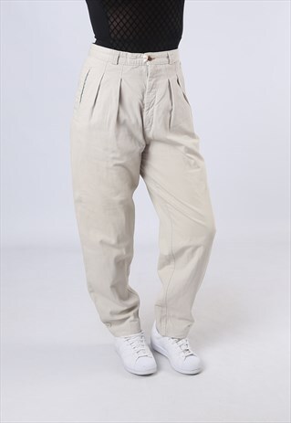 HIGH WAISTED TROUSERS PLAIN WIDE TAPERED UK 12 (CK3L)
