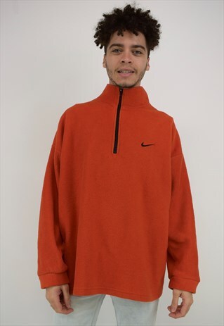 VINTAGE 90'S NIKE 1/4 ZIP ORANGE FLEECE