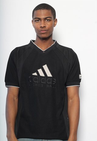VINTAGE ADIDAS BASKETBALL BIG LOGO SPORTS T-SHIRT BLACK