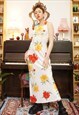 Vintage 90s Red / Yellow / White Floral Viscose Maxi Dress