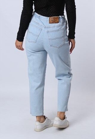 HIGH WAISTED DENIM JEANS TAPERED LEG VINTAGE UK 12 (DHGH)
