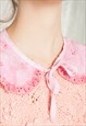 VINTAGE COLLAR 80S REWORKED TIE DYE LACE NECKLACE IN PINK