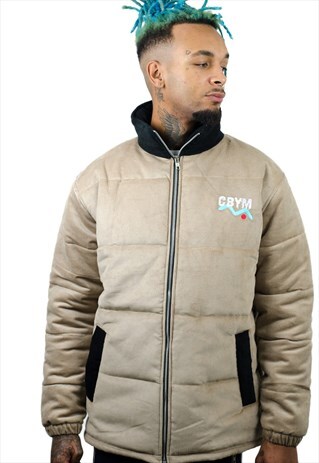 CORDUROY QUILTED PUFFER JACKET, WITH CORD PATCHES