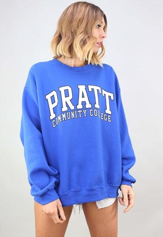 VINTAGE OVERSIZED BLUE COLLEGE SWEATSHIRT