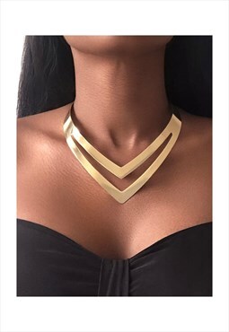 MAAT Minimalist Double V-Shaped Necklace - Gold