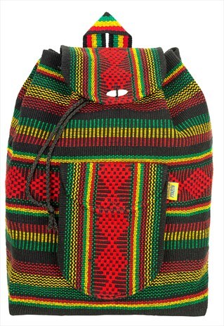 PINZON BACKPACK DRAWSTRING BAG RASTA CANVAS RUCKSACK