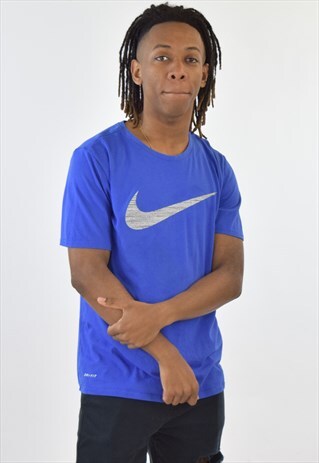 VINTAGE 90S BLUE NIKE CREW NECK T SHIRT