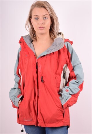 COLUMBIA WOMENS VINTAGE WINDBREAKER JACKET XL RED 90S
