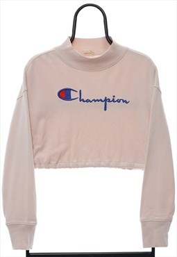 Vintage Reworked Champion Spellout Cropped Sweatshirt Womens