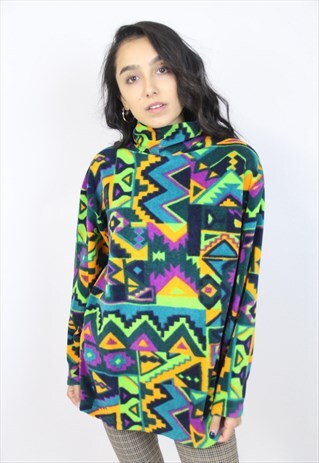 VINTAGE 90'S ABSTRACT PATTERNED SOFT FLEECE