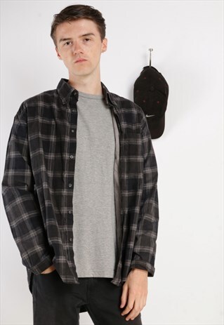 VINTAGE CHECKERED CORD SHIRT NAVY Z776