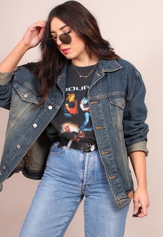 VINTAGE 90S DENIM TRUCKER JACKET IN FADED WASH