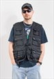 VINTAGE BLACK CARGO VEST UTILITY TOP SLEEVELESS MEN