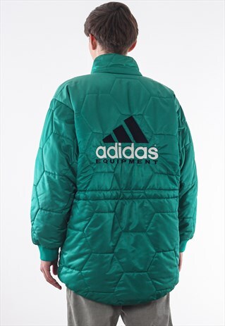 VINTAGE ADIDAS EQUIPMENT PADDED QUILT WINTER COAT 90S GREEN