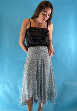 Vintage 1990s Coast Printed Waterfall Midi Skirt