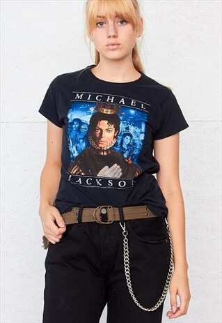 90S VINTAGE BLACK MICHAEL JACKSON CREW NECK T-SHIRT