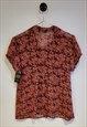 RETRO Y2K FLORAL DITSY PRINT SHEER ROSE BLOUSE SIZE 10-12