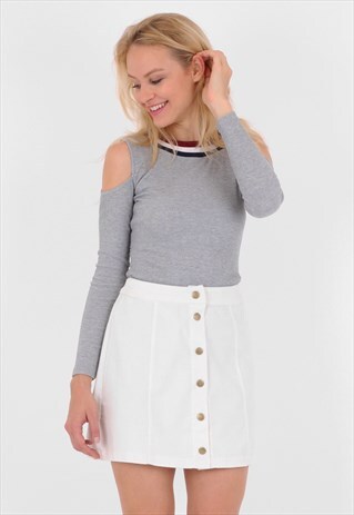 CREAM A LINE CORDUROY HIGH WAIST SKIRT
