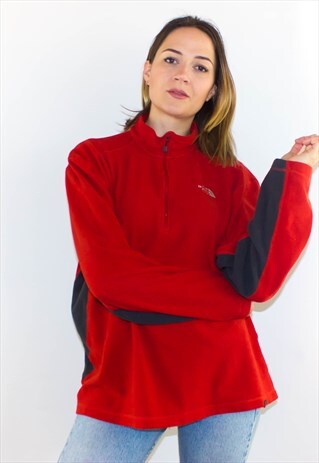 RETRO RED NORTHFACE ZIP UP FLEECE