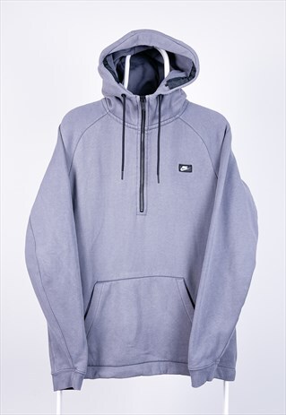 VINTAGE NIKE HOODIE 1/4 ZIP GREY MEDIUM