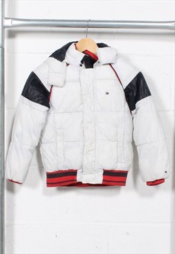 Vintage Tommy Hilfiger Puffer Jacket in White Kids Age 8